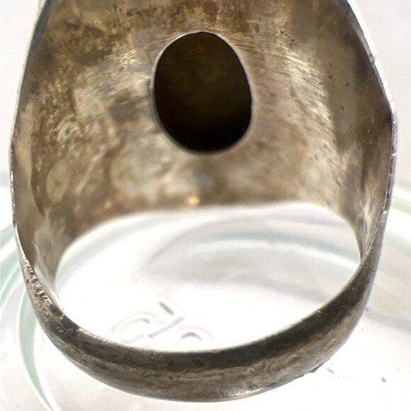 Vintage Sterling Silver Ring Tiger Eye Cabochon Ornate Detailing Boho Statement - Picture 7 of 9